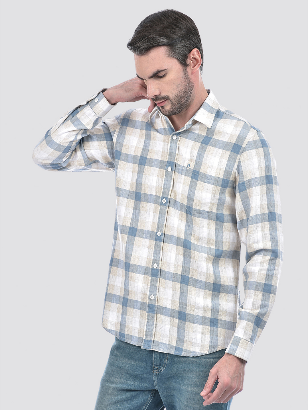 Numero Uno Men Checkered Blue Shirt